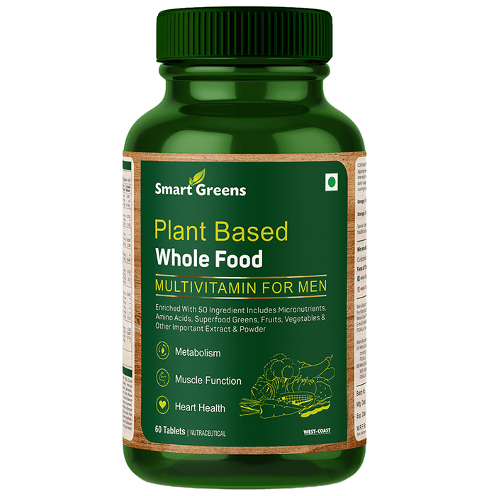 Smart Greens Plant Based Whole Food Multivitamin for Men Tablet