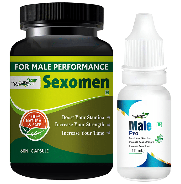 Natural Combo Pack of Sexomen 60 Capsules & Male Pro 15ml