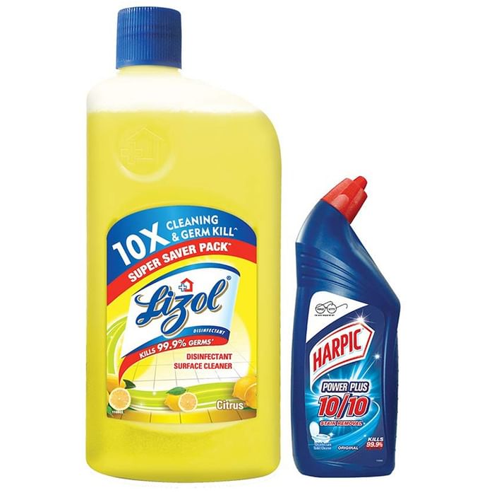 Lizol Disinfectant Surface Cleaner Citrus with 200ml Harpic Free
