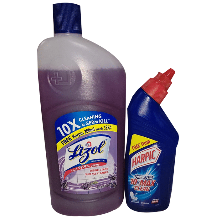 Lizol Disinfectant Surface Cleaner Lavender with 200ml Harpic Free