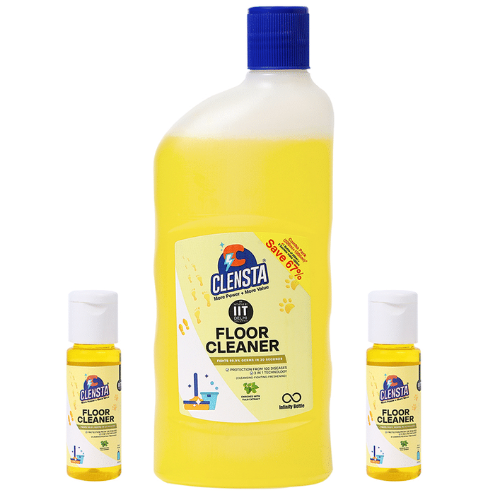 Clensta Combo Pack of 1 Bottle of Floor Cleaner 500ml & 2 Concentrates (25ml Each)
