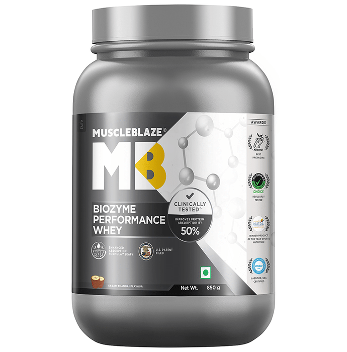 MuscleBlaze MB Biozyme Performance Whey Protein Powder Kesar Thandai