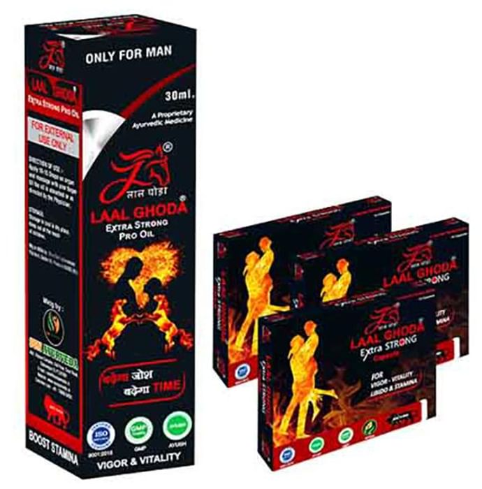 Laal Ghoda Combo Pack of Extra Strong Pro Oil 30ml & Extra Strong Capsule (30 Each)