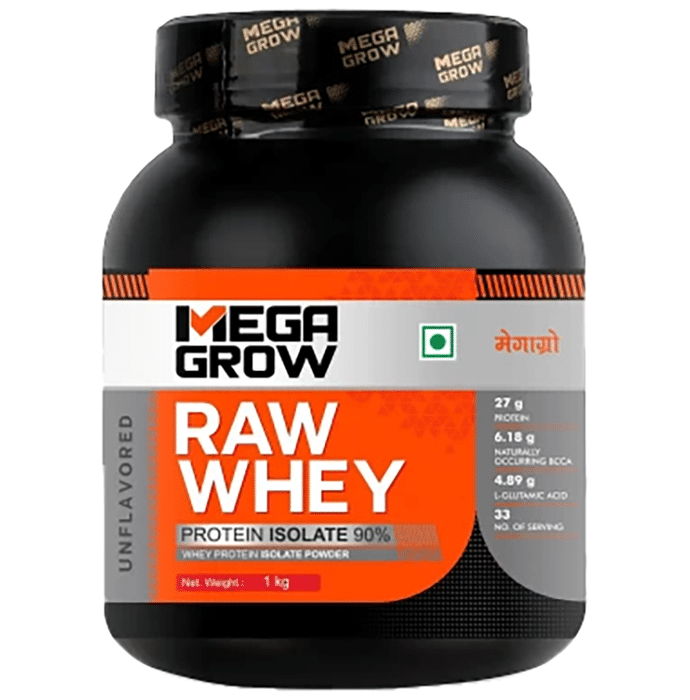 Megagrow Raw Whey Protein Isolate 90% Powder Unflavored