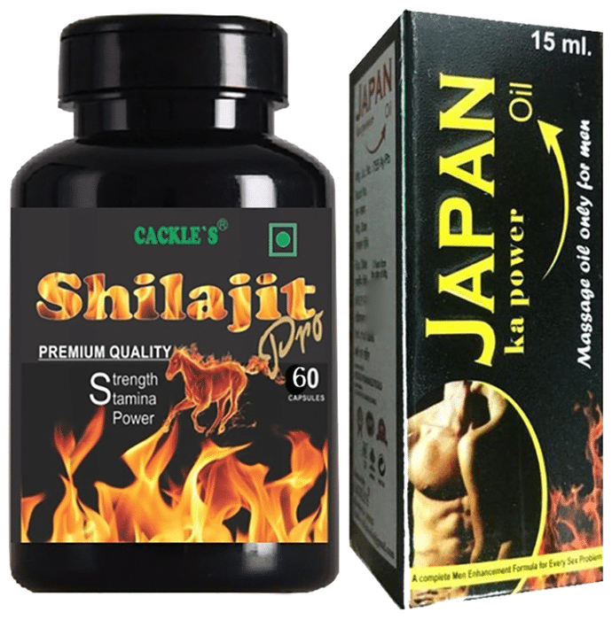 Cackle's Combo Pack of Japan Ka Power Oil 15ml & Shilajit Pro 60 Capsule
