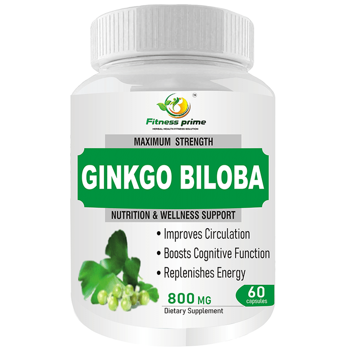 Fitness Prime Maximum Strength Ginkgo Biloba Nutrition & Wellness Support 800mg Capsule