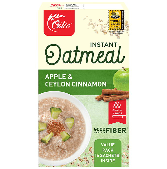 Oateo Instant Oatmeal (43gm Each) Apple & Ceylon Cinnamon