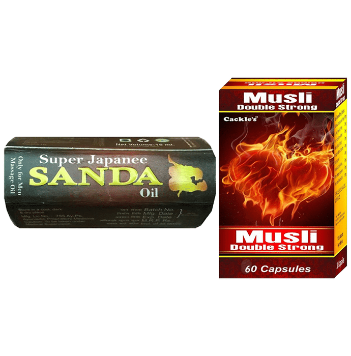 Cackle's Combo Pack of Super Japanee Sanda Oil 15ml & Musli Double Strong 60 Capsule