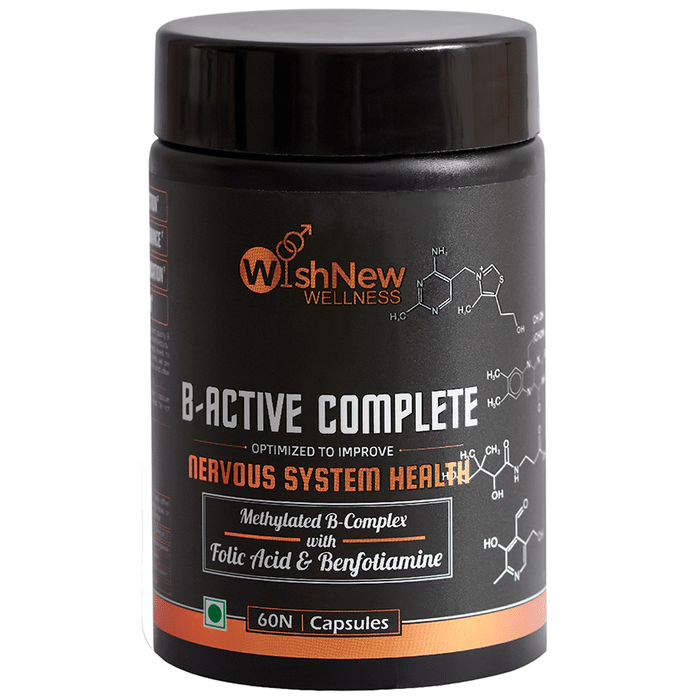 Wishnew Wellness B-Active Complete Methylcobalamin Capsule with Folic Acid & Benfotiamine