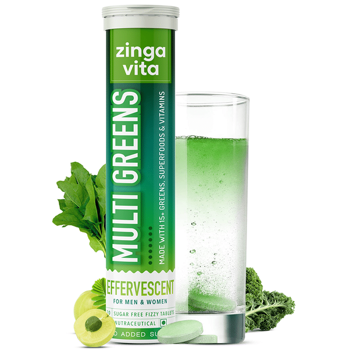 Zingavita Multi Greens Plant Based Green Juice Sugar Free Fizzy Effervescent Tablet