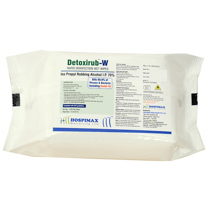 Detoxirub-W Rapid Disinfectant Wet Wipes