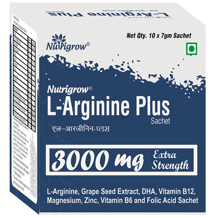 Nutrigrow L-Arginine Plus 3000mg Extra Strength Sachet (7gm Each)