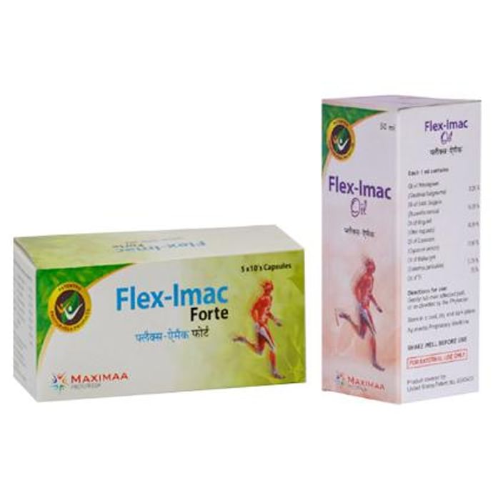 Proyurveda Joint Care Combo Pack Of Flex Imac Forte 50Caps & Flex Imac Oil 50ml