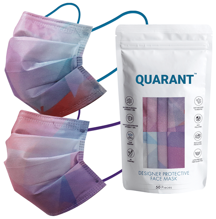 Quarant Mask 4 Ply Designer Protective Face Prism Print Multicolor