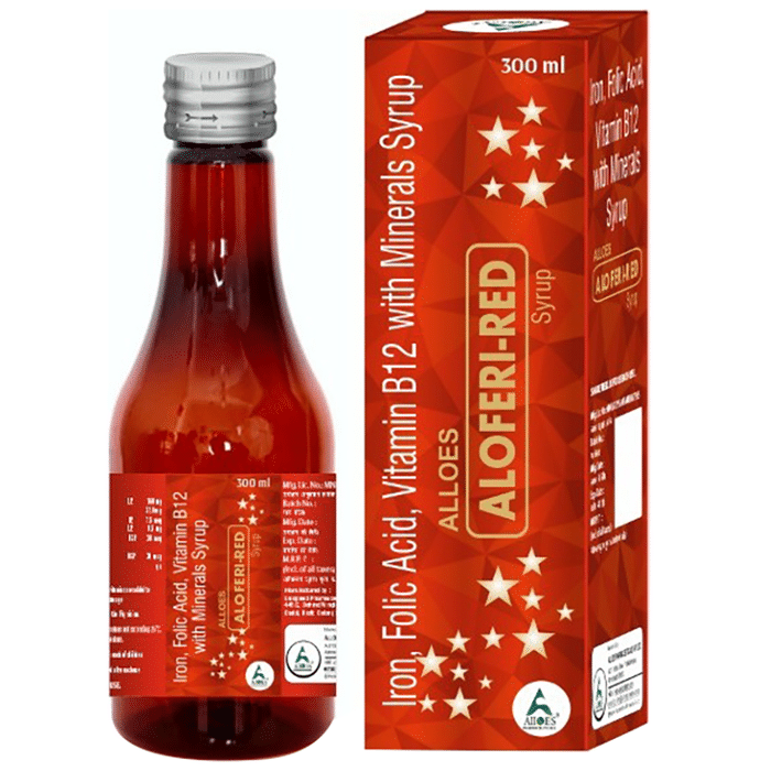 Alloes Aloferi-Red Iron, Folic Acid Vitamin B12 with Minerals Syrup