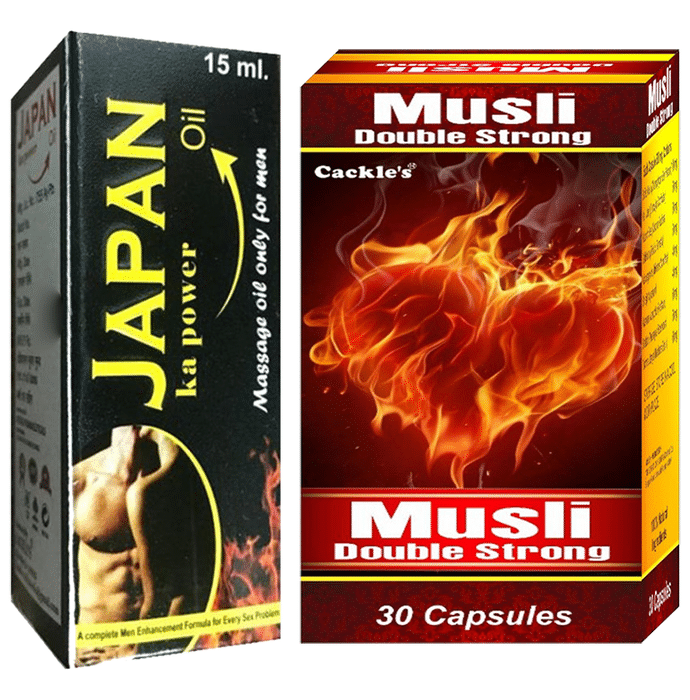 Cackle's Combo Pack of Japan Ka Power Oil 15ml & Musli Double Strong 30 Capsule
