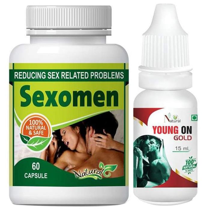 Natural Combo Pack of Sexomen 60 Capsules & Young On Gold 15ml