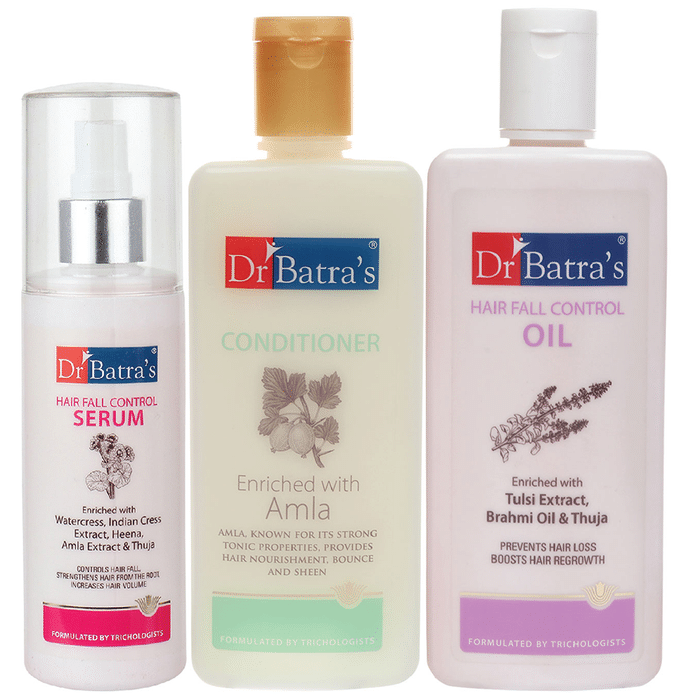 Dr Batra's Combo Pack of Hair Fall Control Serum 125ml, Conditioner 200ml and Hair Fall Control Oil 200ml