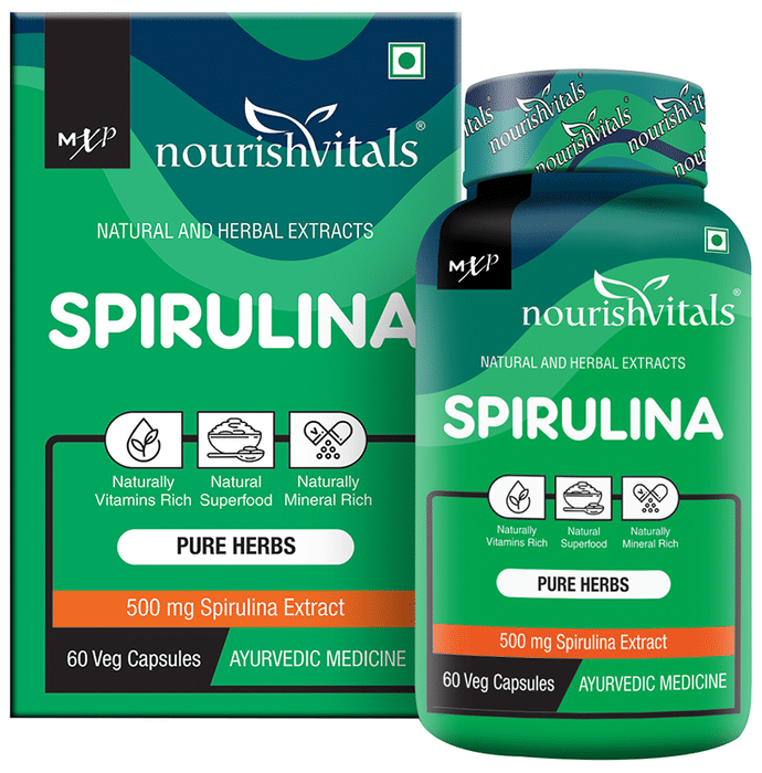 NourishVitals Spirulina 500mg Veg Capsule (60 Each)