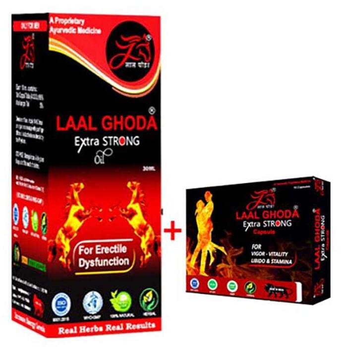 Laal Ghoda Combo Pack of Extra Strong Oil 30ml & Extra Strong 10 Capsule