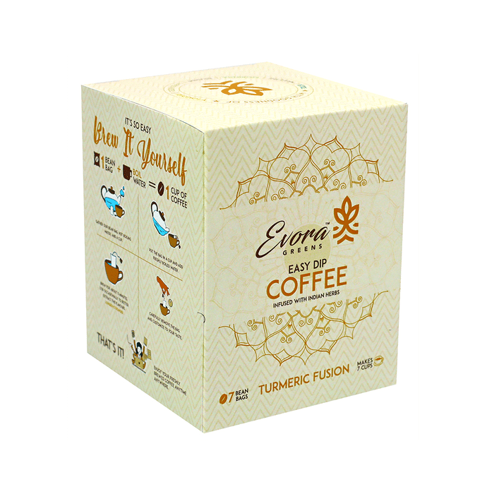 Evora Greens Easy Dip Coffee Bean Bag (12.5gm Each) Turmeric Fusion