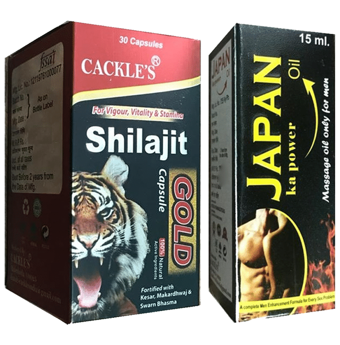 Cackle's Combo Pack of Japan Ka Power Oil 15ml & Shilajit Gold 30 Capsule