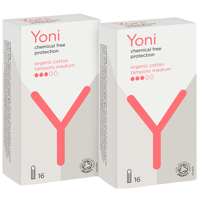Yoni Organic Cotton Tampons Medium (16 Each)