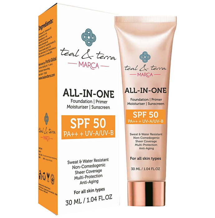 Teal & Terra Marca All-In-One Foundation Primer Mosituriser Sunscreen SPF 50
