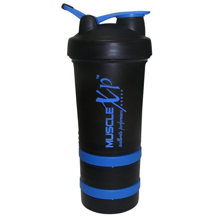 MuscleXP Advanced Stak Protein Shaker with Steel Ball Blue and Black