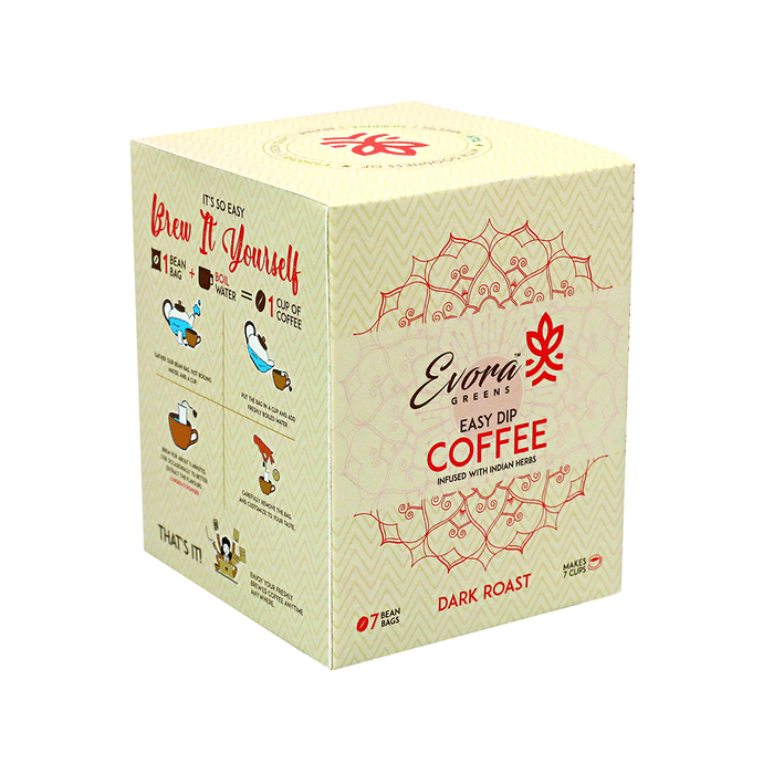 Evora Greens Easy Dip Coffee Bean Bag (12.5gm Each) Dark Roast
