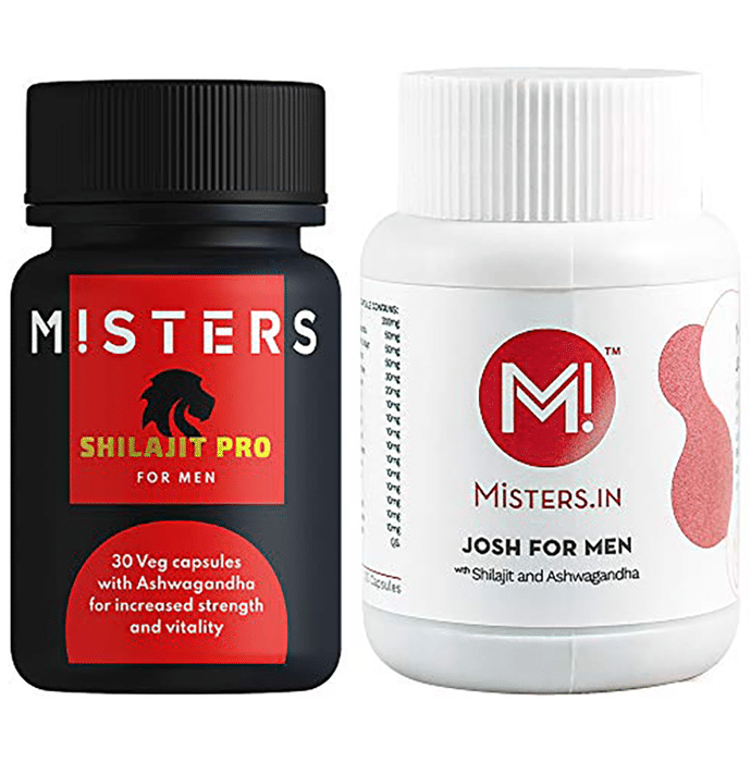 Misters Combo Pack of Shilajit Pro for Men Veg Capsule, Josh for Men (30 Each)