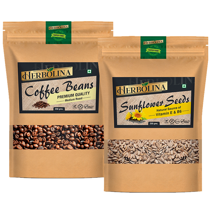 Herbolina Combo Pack of Coffee Beans & Sunflower Seeds (250gm Each)