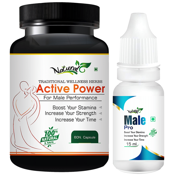 Natural Combo Pack of Active Power 60 Capsules & Male Pro 15ml