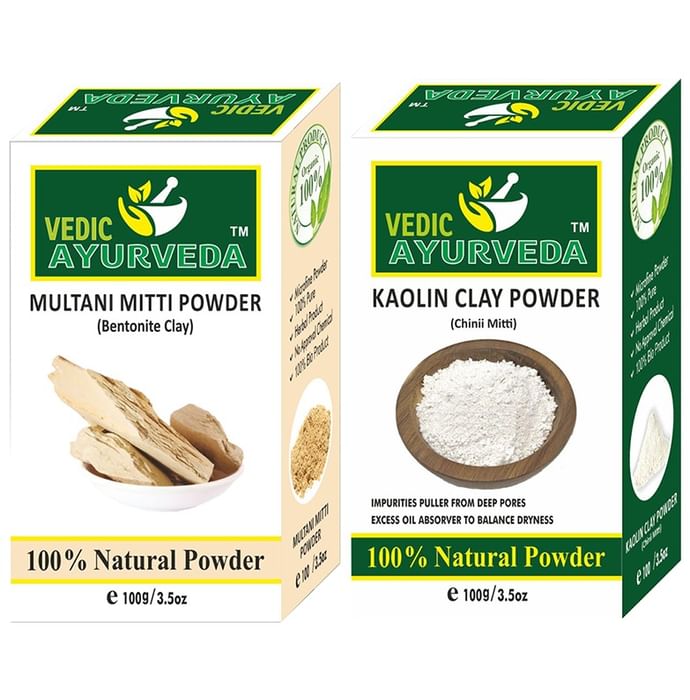 Vedic Ayurveda Combo Pack of Kaolin Clay Powder & Multani Mitti Powder (100gm Each)