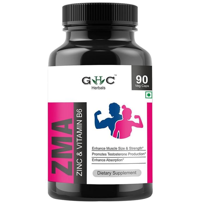 GHC Herbals ZMA Zinc & Vitamin B6 Veg Capsule