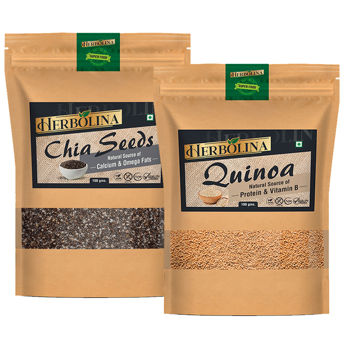 Herbolina Combo Pack of Chia Seeds & Quinoa (100gm Each)