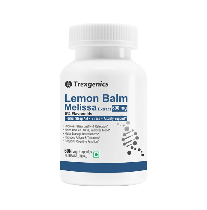 Trexgenics Lemon Balm Melissa Extract 5% Flavonoids 500mg Veg Capsule