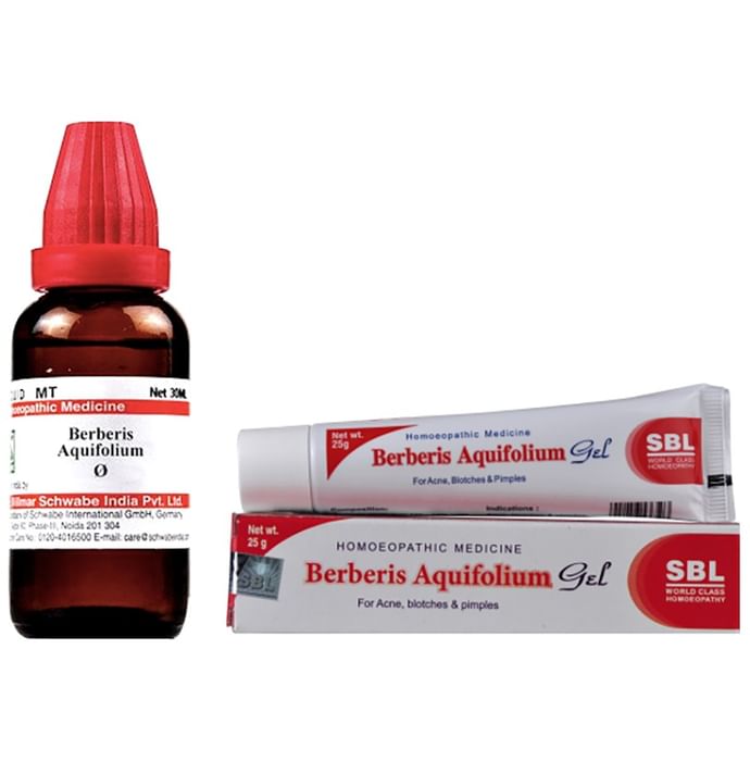 Combo Pack of Dr Willmar Schwabe India Berberis Aquifolium Mother Tincture Q 30ml & SBL Berberis Aquifolium Gel 25gm