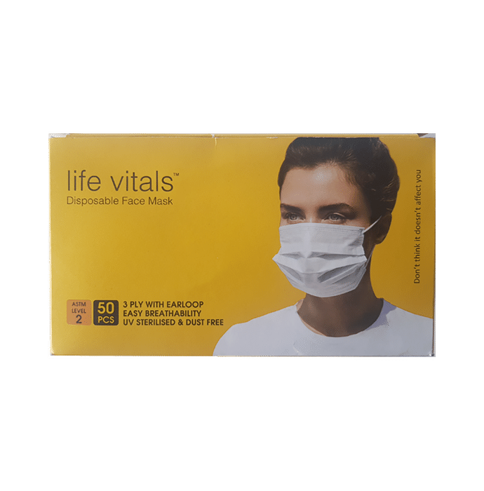 Life Vitals 3 Ply with Earloop Disposable Face Mask Free Size Yellow