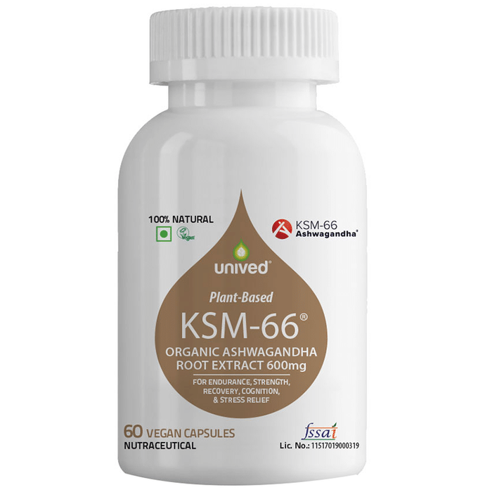 Unived KSM 66 Organic Ashwagandha Root Extract 600mg Vegan Capsule