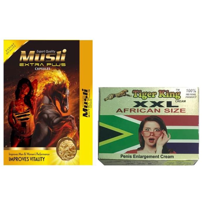 Ayurveda Cure Combo Pack of 10 Musli Extra Plus Capsule & Tiger King XXL Cream 25gm