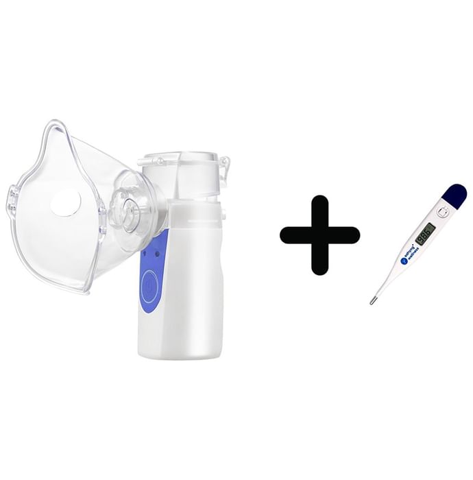 Sahyog Wellness Portable Ultrasonic Mesh Nebulizer with Children & Adult Masks & Digital Thermometer