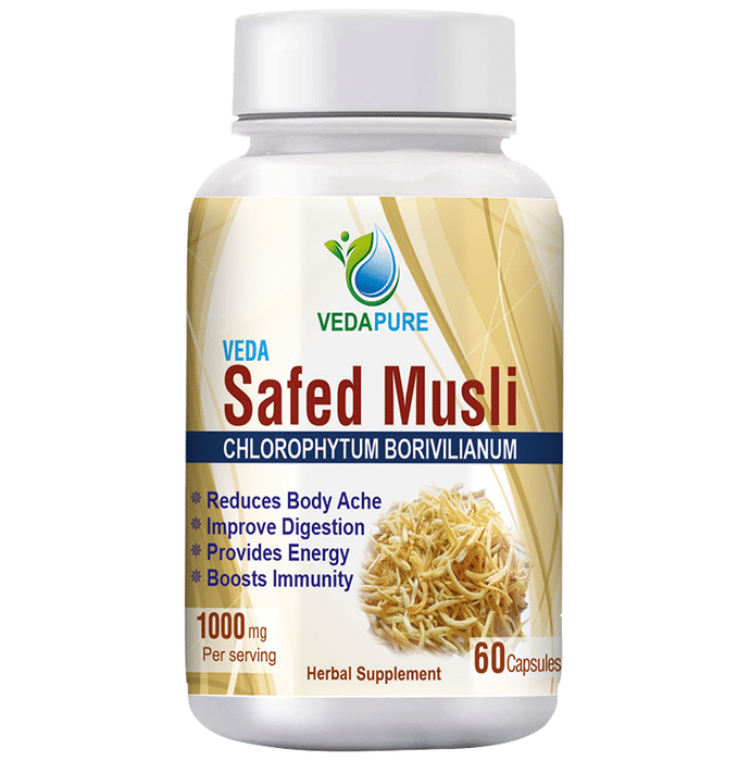 Vedapure Natural & Organic Safed Musli Extract for Strength, Immunity & Stamina Capsule