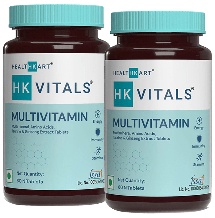 HealthKart HK Vitals Multivitamin Multimineral, Amino Acids, Taurine & Ginseng Extract Tablet (60 Each)