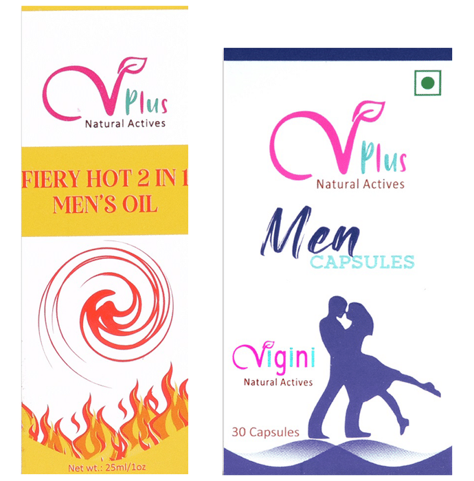 Vigini VPlus Natural Actives Fierry Hot 2 in 1 Men's Oil 25ml & Men 30 Capsule