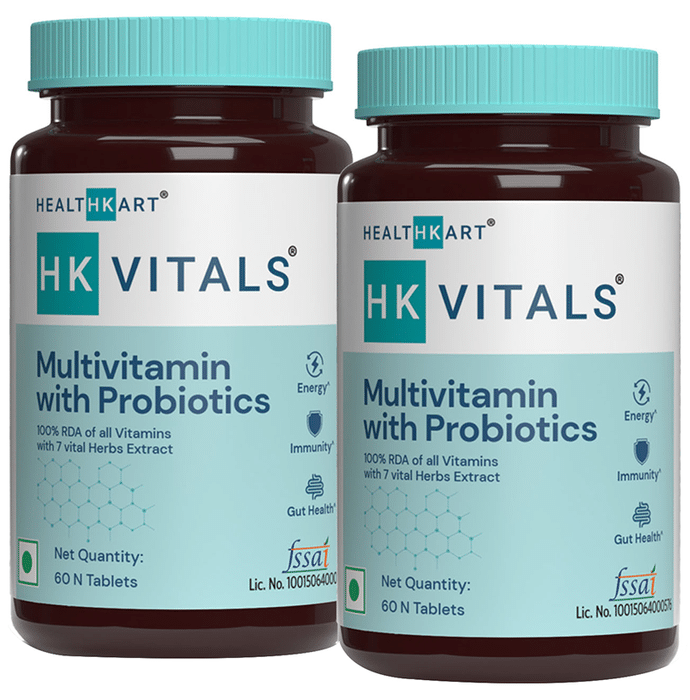 HealthKart HK Vitals Multivitamin with Probiotics Tablet (60 Each)