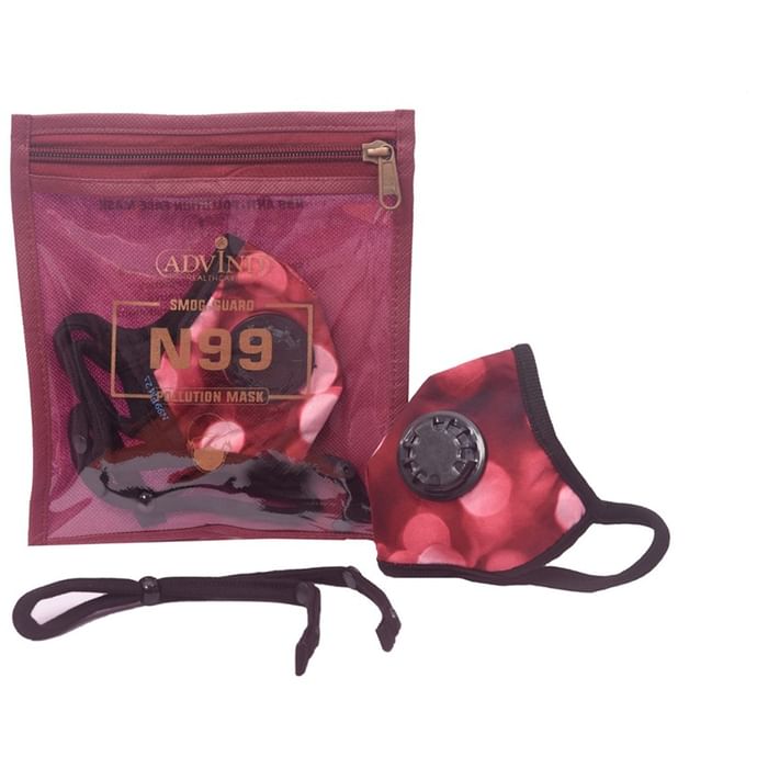 Advind Healthcare Smog-Guard N99 Pollution Mask for Kids Red Polka Dots Design with One Valve