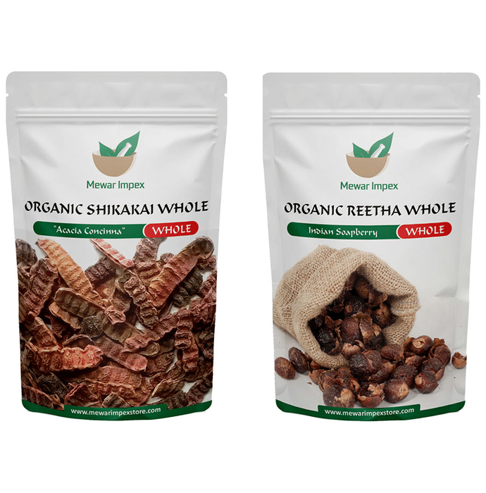 Mewar Impex Combo Pack of Organic Shikakai Whole & Organic Reetha Whole (100gm Each)