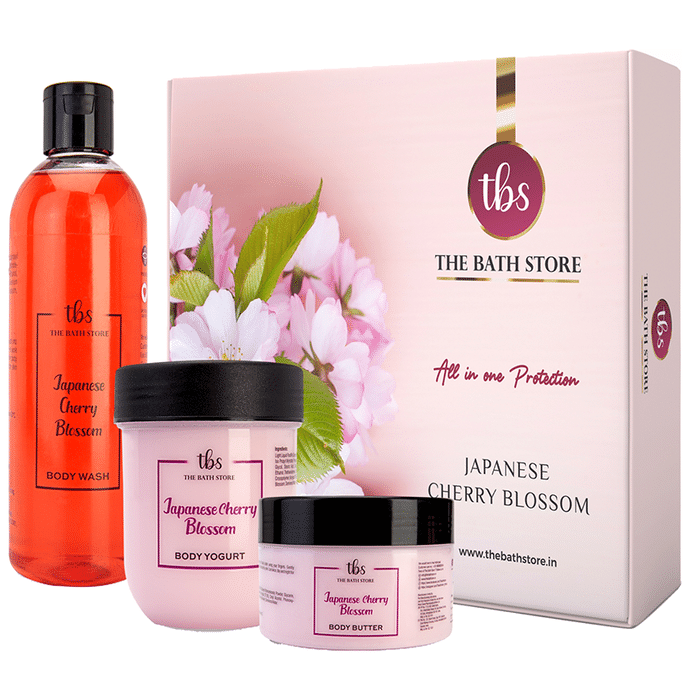 The Bath Store Japanese Cherry Blossom Combo Pack of Body Butter 200gm, Body Wash 300ml & Body Yogurt 200gm