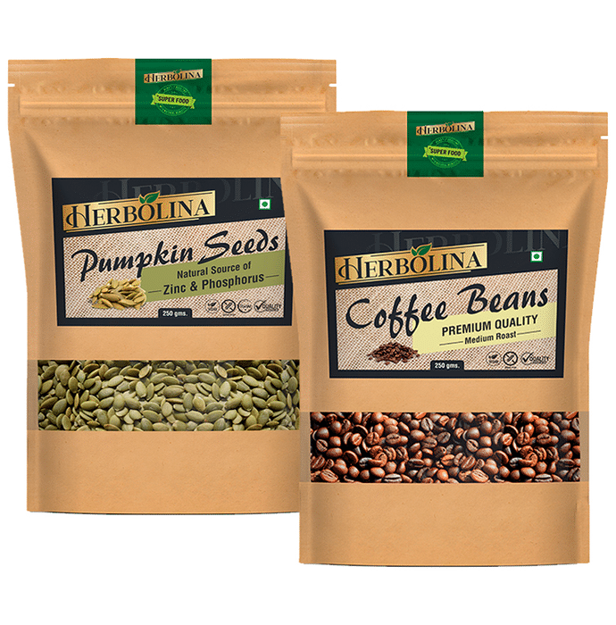 Herbolina Combo Pack of Pumpkin Seeds & Coffee Beans (250gm Each)